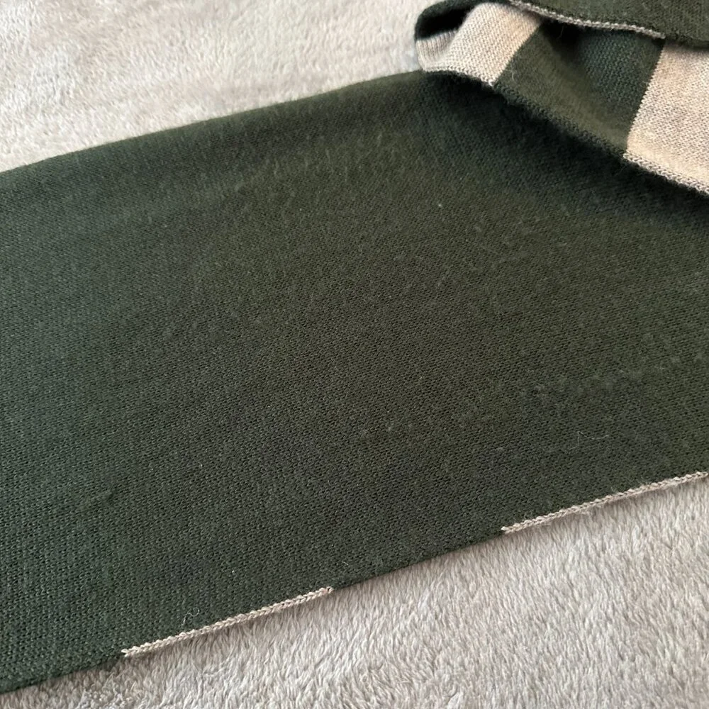 J. Crew Factory Wool Blend Scarf Tan Green Striped